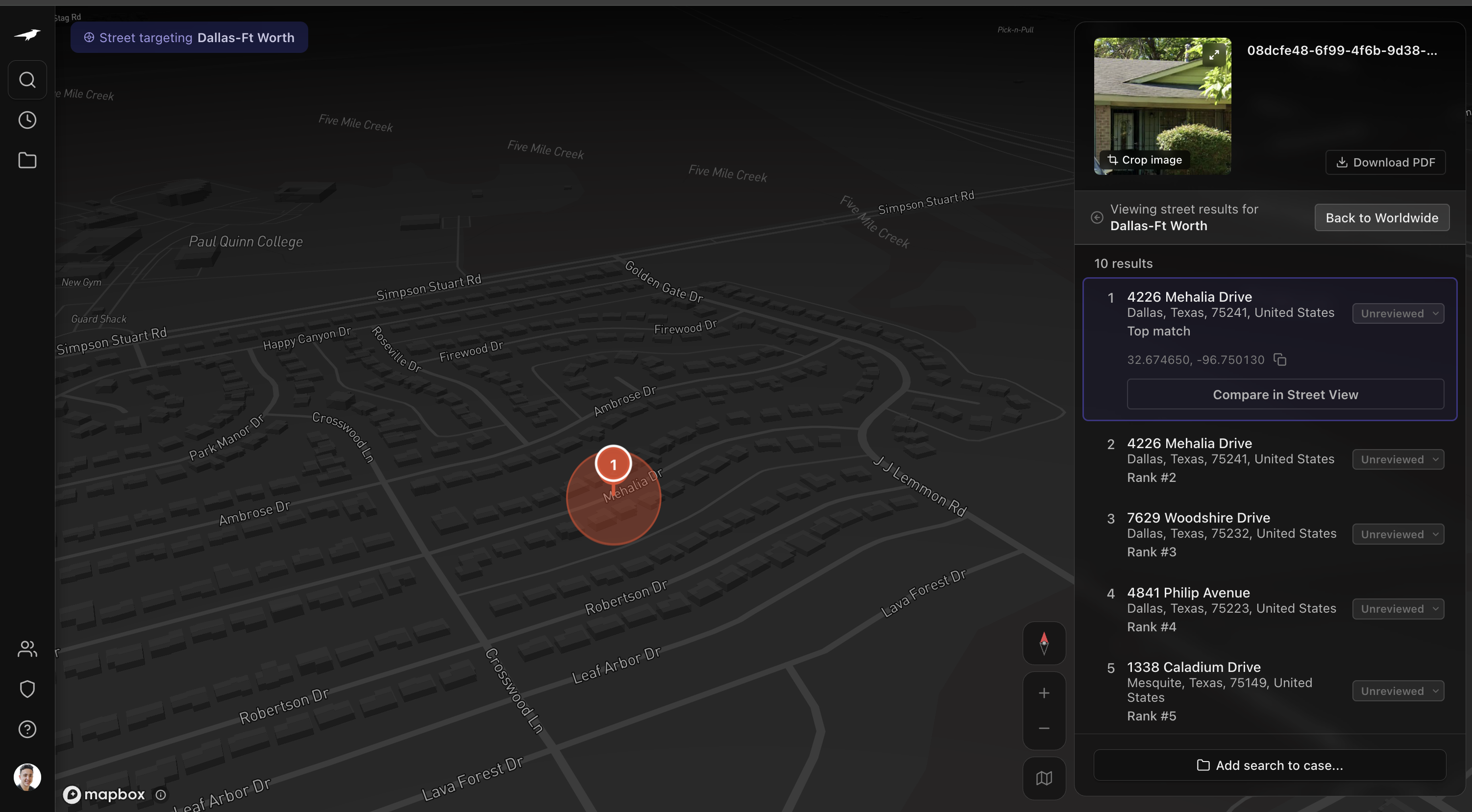 Raw input frame as ingested by Find Street.